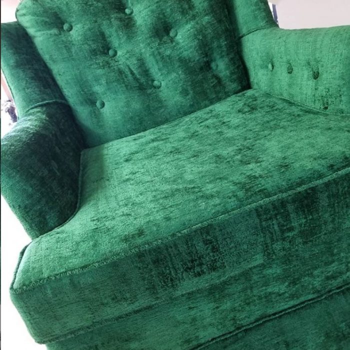 Upholstered green chair